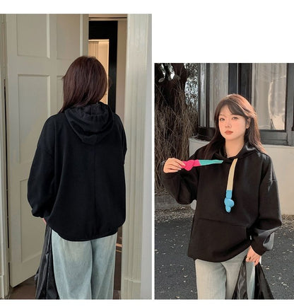 Color Block Hoodie with Drawstring