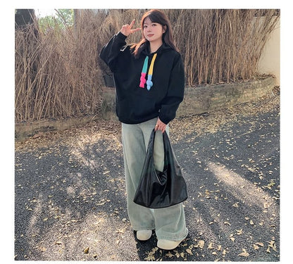 Color Block Hoodie with Drawstring