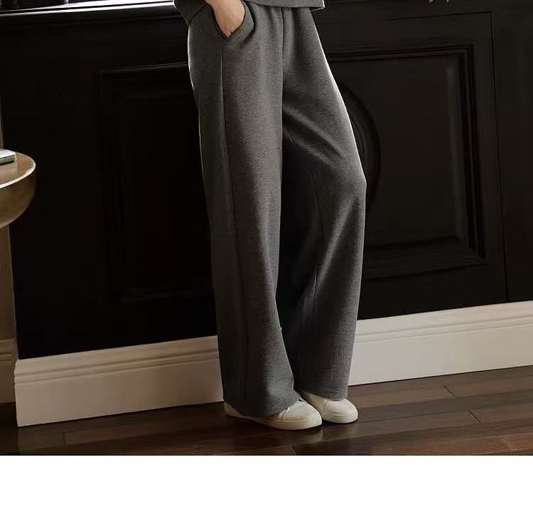 Mock Two-Piece Notched Pullover & Straight Leg Sweatpants Set