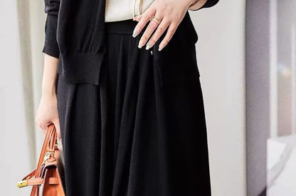 Long Sleeve Knit Top & High Rise Maxi A-Line Skirt Set
