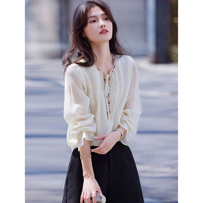 Tunic with Contrast Trim & Long Sleeves