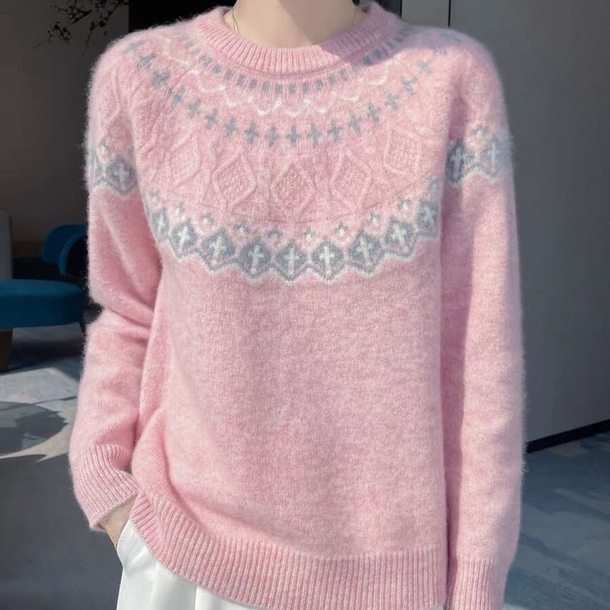 Jacquard Sweater with Crewneck