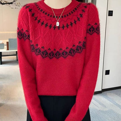 Jacquard Sweater with Crewneck