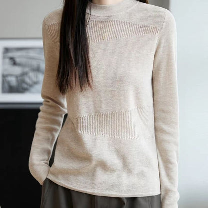Knit Top with Mock Neck & Long Sleeves