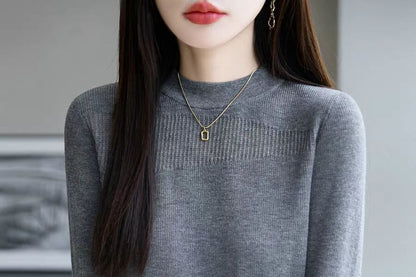 Knit Top with Mock Neck & Long Sleeves