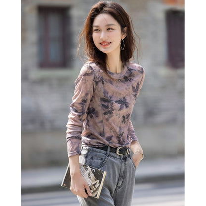 Tie Dye T-Shirt with Crewneck & Long Sleeves