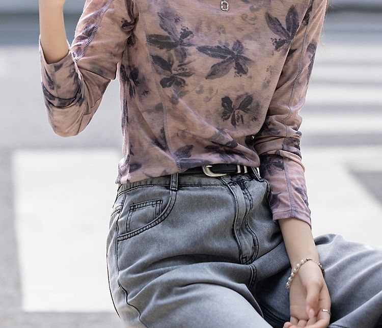 Tie Dye T-Shirt with Crewneck & Long Sleeves