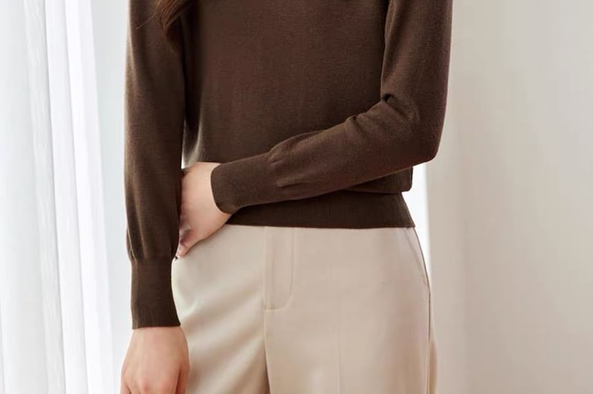 Glitter Knit Top with Mock Neck & Long Sleeves