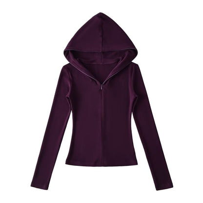 Solid Half-Zip Slim-Fit Hooded Sweatshirt