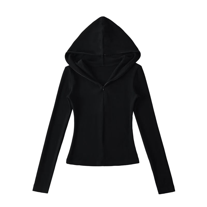 Solid Half-Zip Slim-Fit Hooded Sweatshirt