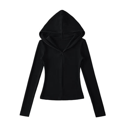 Solid Half-Zip Slim-Fit Hooded Sweatshirt