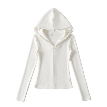 Solid Half-Zip Slim-Fit Hooded Sweatshirt
