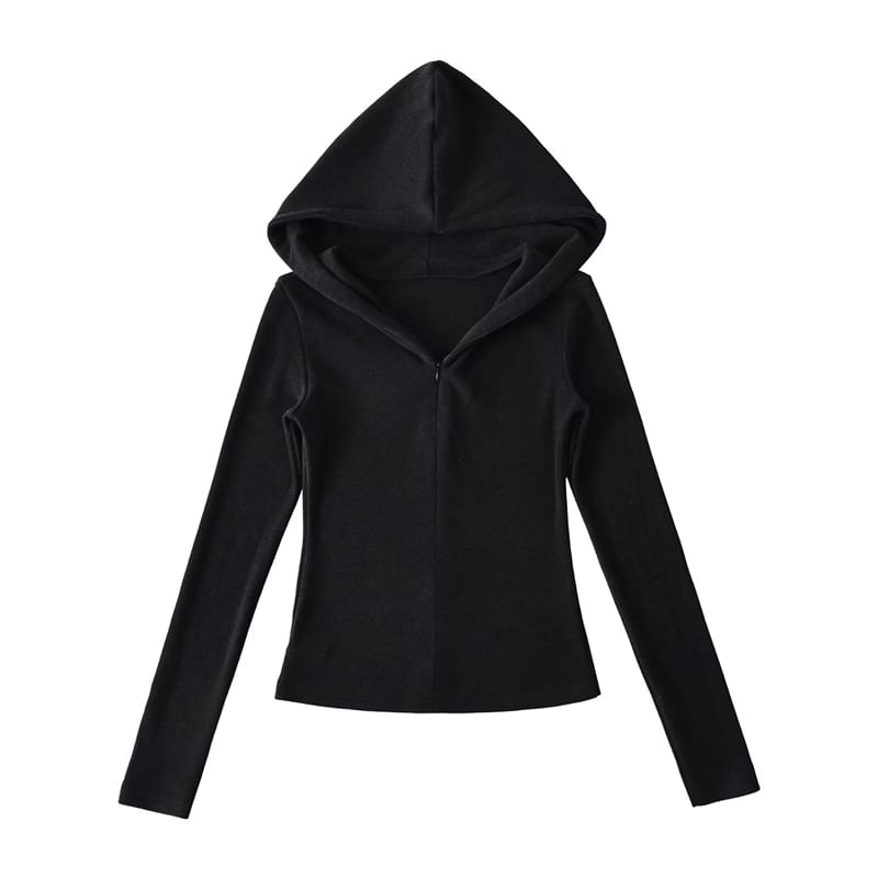 Solid Half-Zip Slim-Fit Hooded Sweatshirt