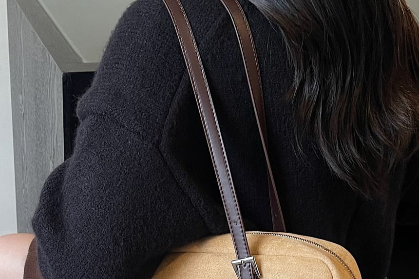 Faux Leather Buckled Strap Shoulder Bag