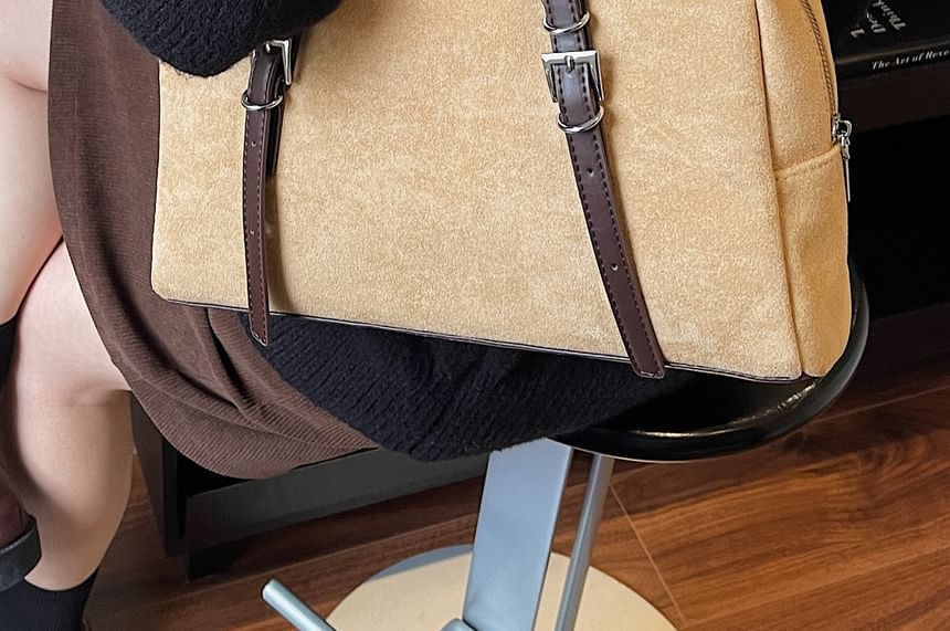 Faux Leather Buckled Strap Shoulder Bag