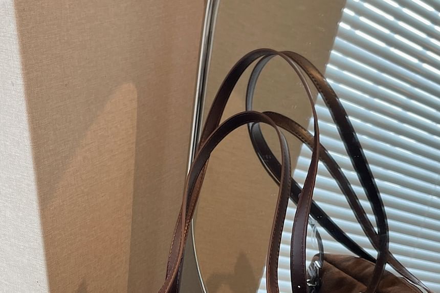 Faux Leather Buckled Strap Shoulder Bag