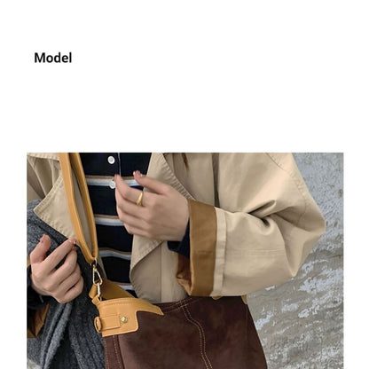 Panel Faux Suede Shoulder Bag