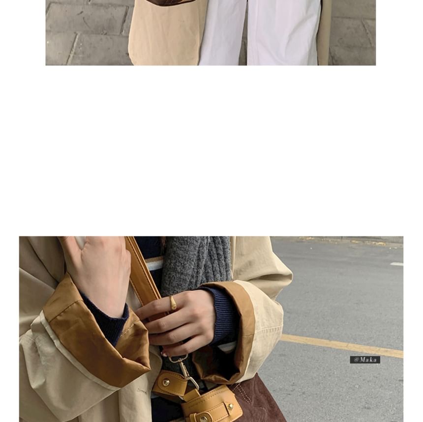 Panel Faux Suede Shoulder Bag