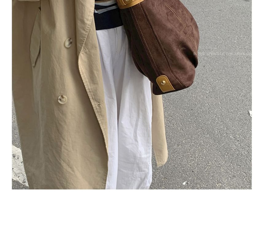 Panel Faux Suede Shoulder Bag
