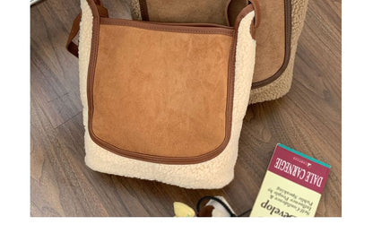 Panel Faux Shearling Crossbody Shoulder Bag