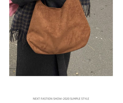 Faux Suede Shoulder Bag