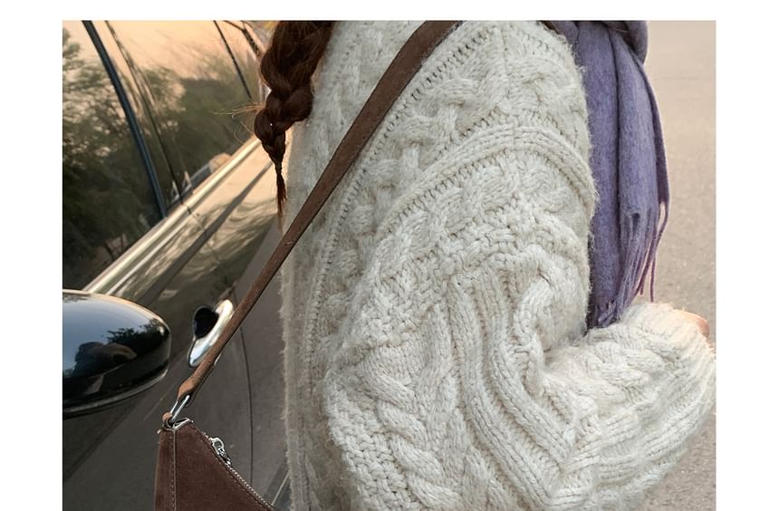 Buckled Faux Suede Shoulder Bag