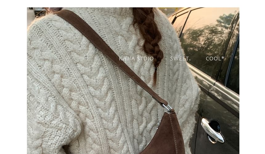 Buckled Faux Suede Shoulder Bag