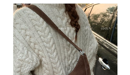 Buckled Faux Suede Shoulder Bag