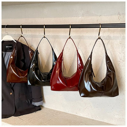 Plain Faux Leather Shoulder Bag