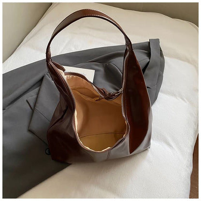 Plain Faux Leather Shoulder Bag