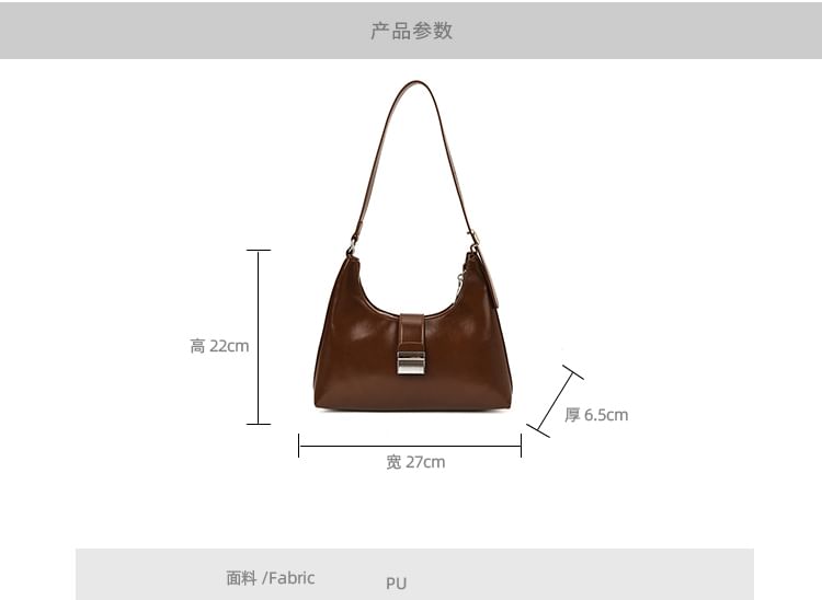 Buckled Faux Leather Shoulder Bag
