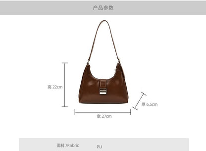 Buckled Faux Leather Shoulder Bag