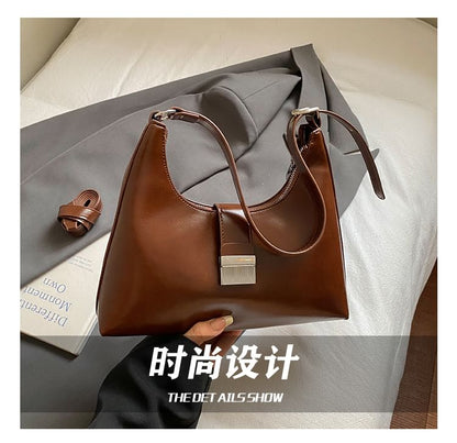 Buckled Faux Leather Shoulder Bag