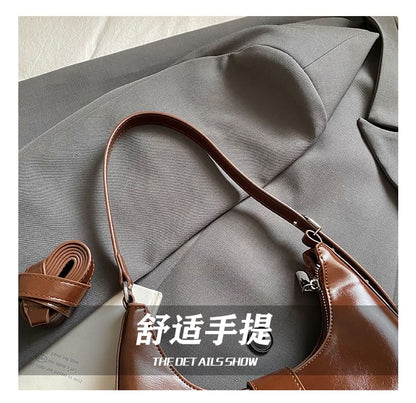 Buckled Faux Leather Shoulder Bag