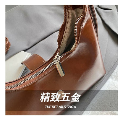 Buckled Faux Leather Shoulder Bag