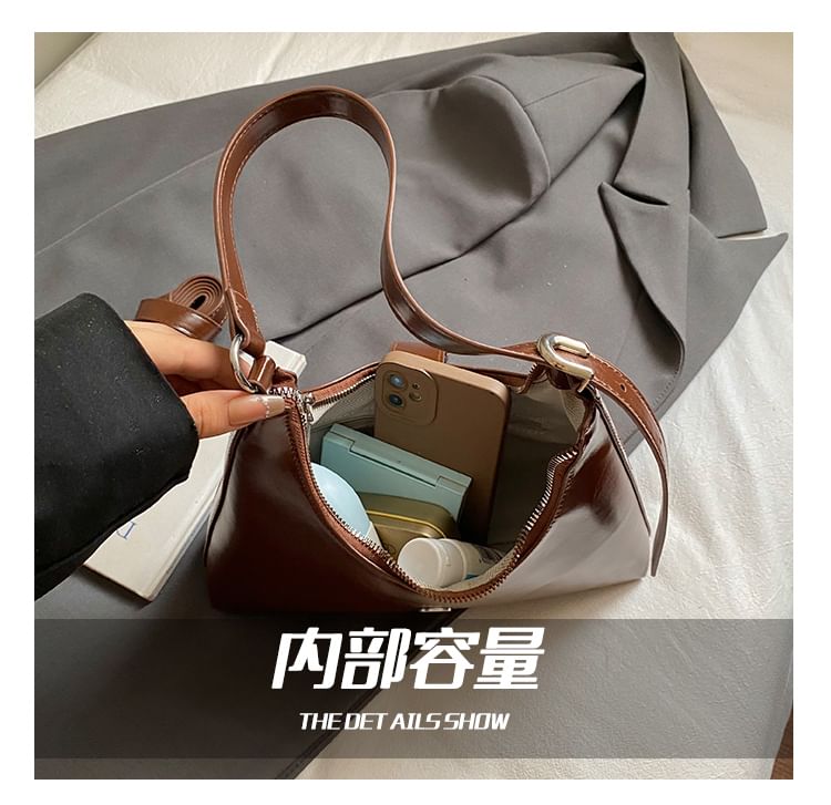 Buckled Faux Leather Shoulder Bag