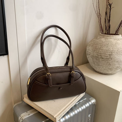 Faux Leather Zip Shoulder Bag