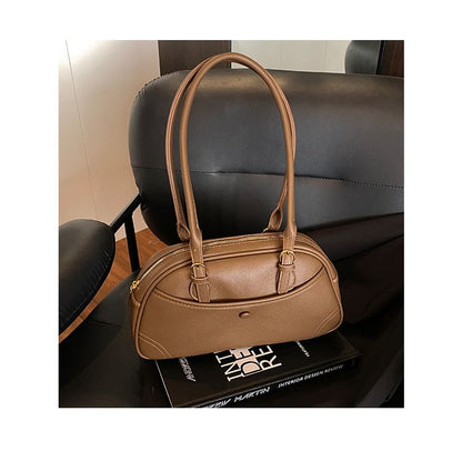 Faux Leather Zip Shoulder Bag