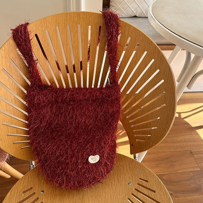 Plain Fluffy Crossbody Bag
