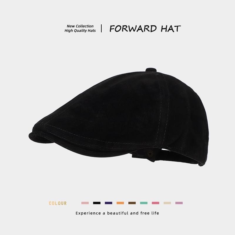 Plain Faux Suede Flat Cap