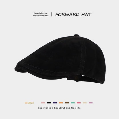 Plain Faux Suede Flat Cap
