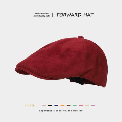 Plain Faux Suede Flat Cap