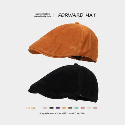 Plain Faux Suede Flat Cap