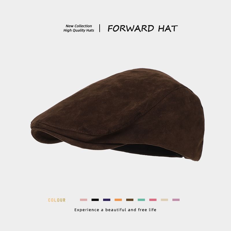 Plain Faux Suede Flat Cap