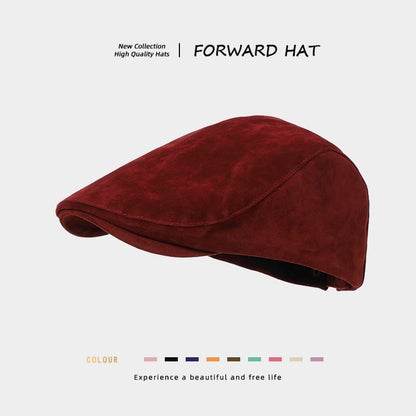 Plain Faux Suede Flat Cap