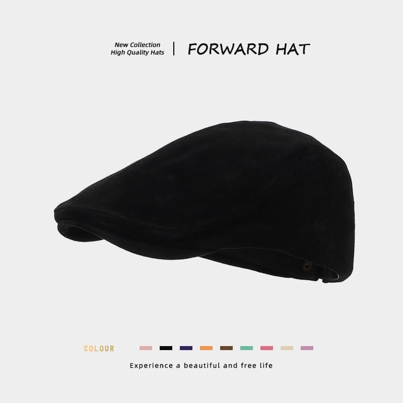 Plain Faux Suede Flat Cap