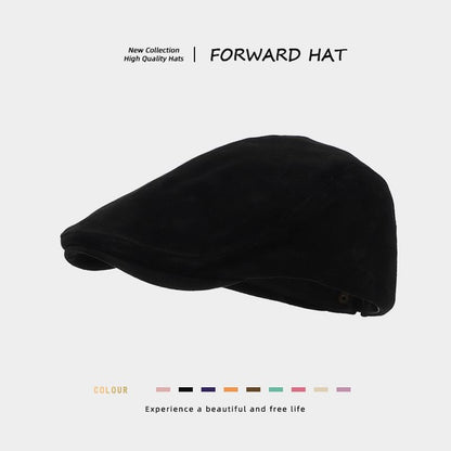 Plain Faux Suede Flat Cap