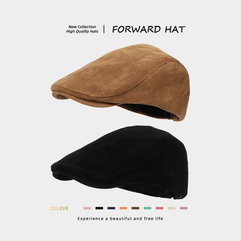 Plain Faux Suede Flat Cap