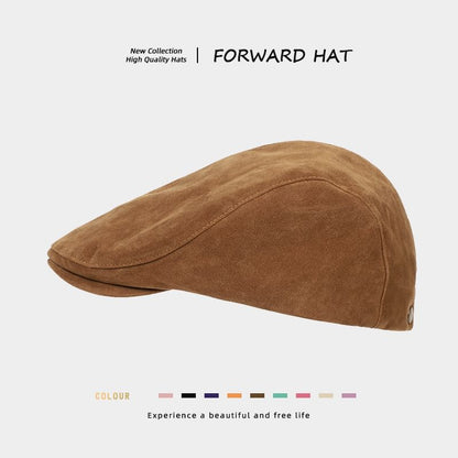 Plain Faux Suede Flat Cap