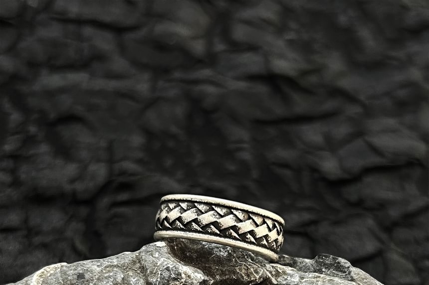 Silver Tone Engraved Ring